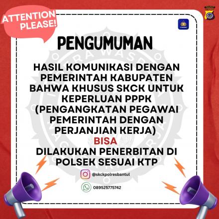 Khusus SKCK untuk P3K Dilayani di Polsek Masing-masing